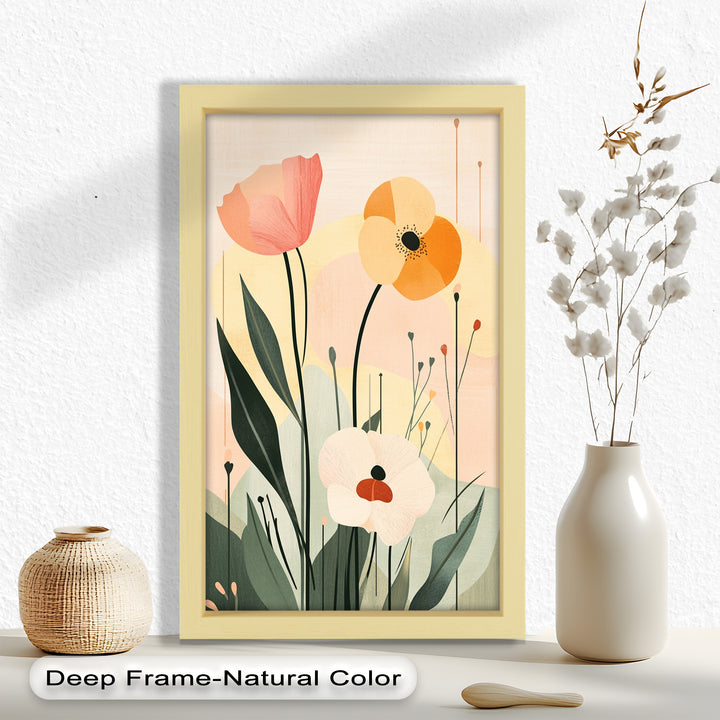 Sonnengeküsstes Trio – Minimalistisches florales Ölgemälde