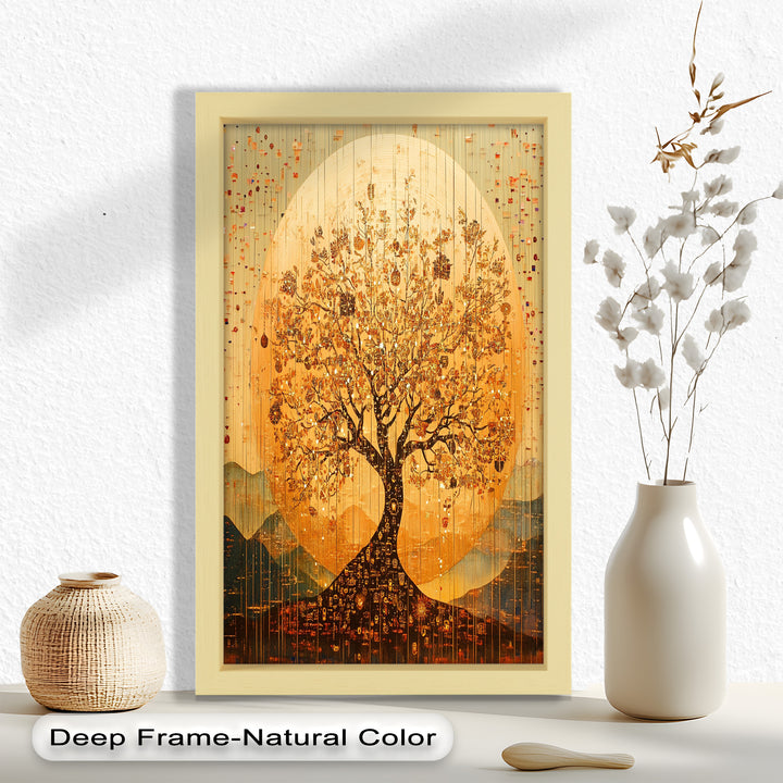 Tree of Light – Radiant Abstract Golden Tree Oil Painting