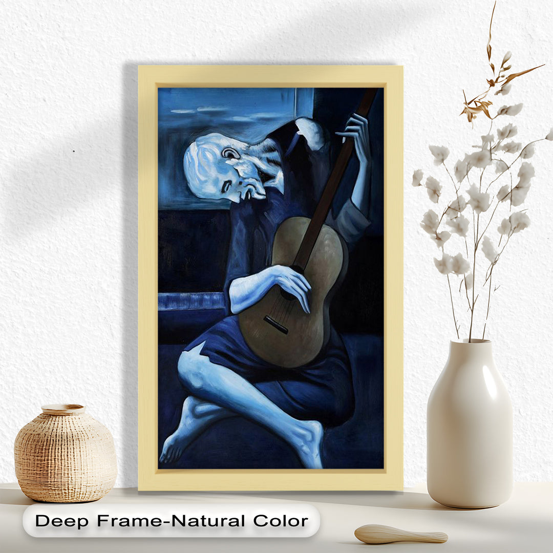 Melancholy Strings – Blue Period-Inspired Guitarist Oil Painting