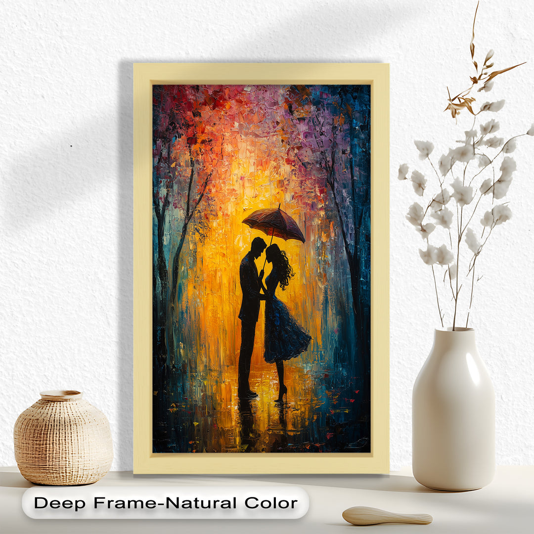 Lovers Under Autumn Glow – Romantic Couple Oil Painting