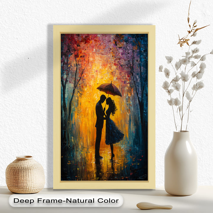 Lovers Under Autumn Glow – Romantic Couple Oil Painting