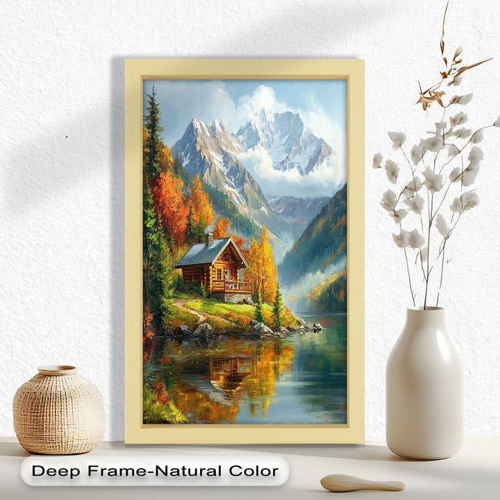 Herbst-Retreat – Berghütte am Lake Hudson River Ölgemälde