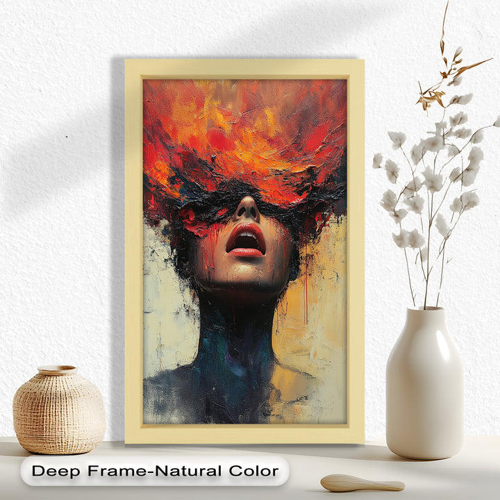 Inferno Within – Fiery Emotional Expression Abstract Oil Painting