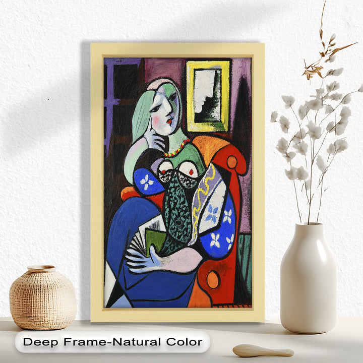 Woman with a Book – Cubist Interior Portrait Picasso Oil Painting