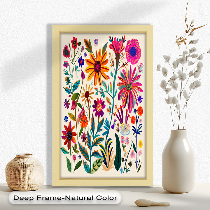 Wild Bloom Symphony – Vibrant Botanical Oil Painting