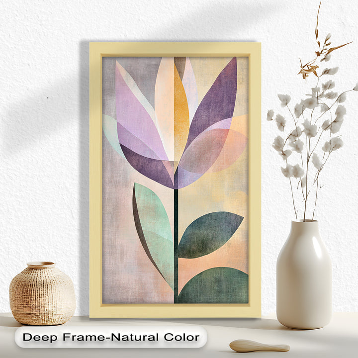 Purple Bloom – Minimalistisches geometrisches Blumenölgemälde