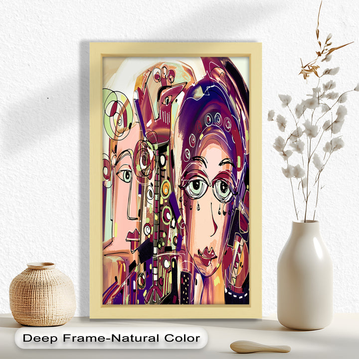Whispers in Color – Dual Faces with Expressive Eyes Picasso Oil Painting