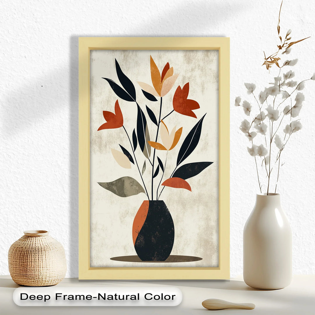 Earthy Boho Floral – Modern Abstract Vase Oil Painting - MyPhotoStation