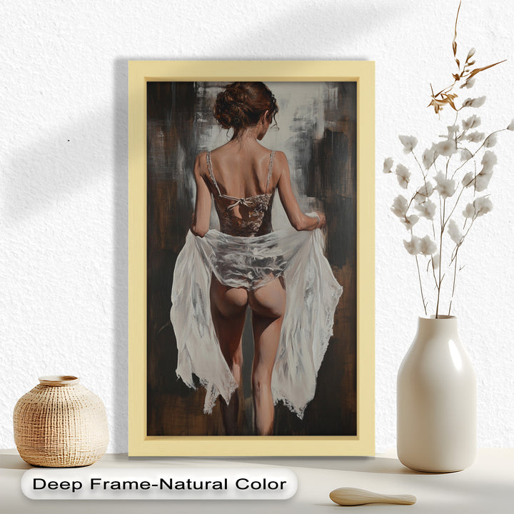 Soft Steps in Lace – Romantic Figurative Nude Oil Painting