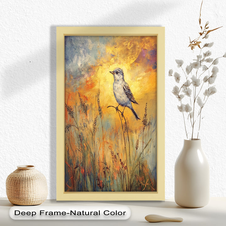 Twilight Songbird – Expressive Bird Oil Painting
