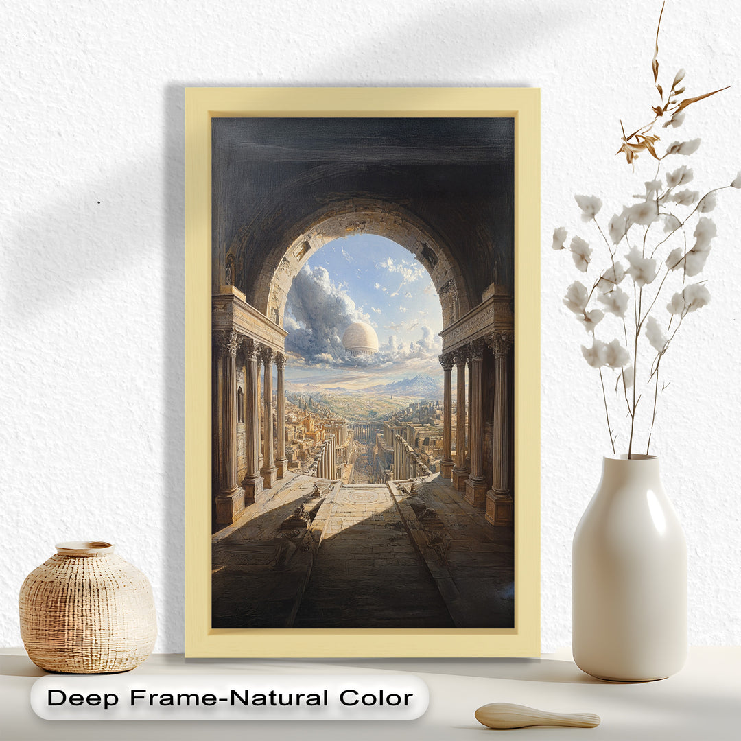 Celestial Archway over an Ancient Metropolis – Renaissance Oil Painting