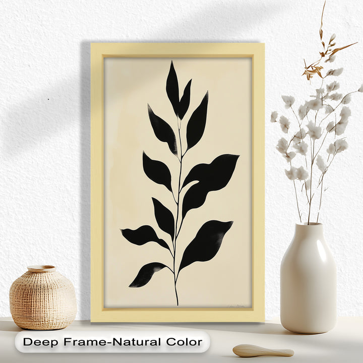 Black Botanical Minimalism – Monochrome Oil Painting