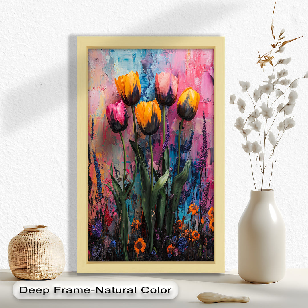 Colorful Tulip Garden - Flower Oil Painting
