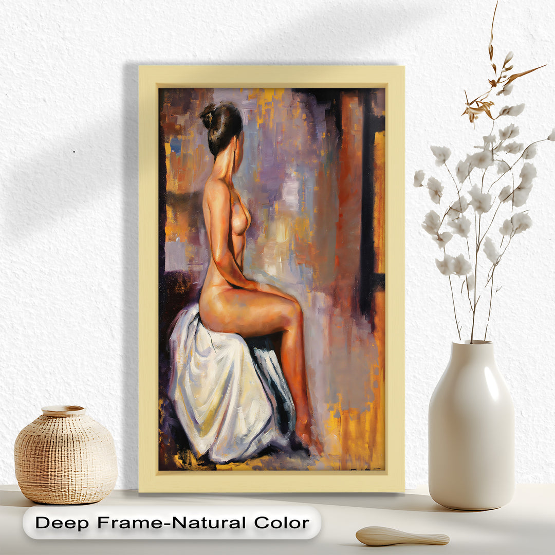Poised in Silence – Figurative Nude Abstract Oil Painting