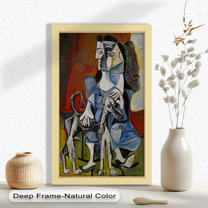 Loyal Companion – Picasso Style Woman with Dog Oil Painting