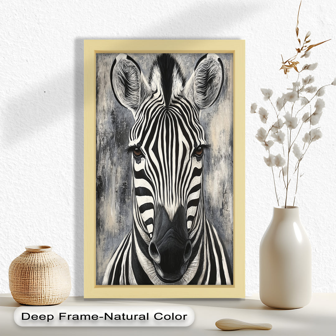 Zebra Portrait – Bold Black and White Animal Oil Painting
