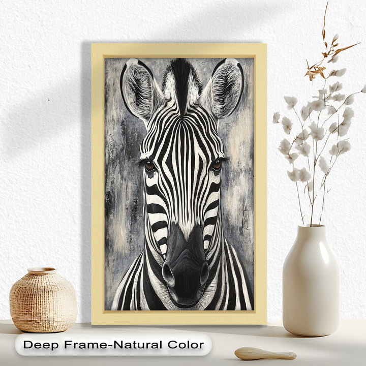 Zebra Portrait – Bold Black and White Animal Oil Painting