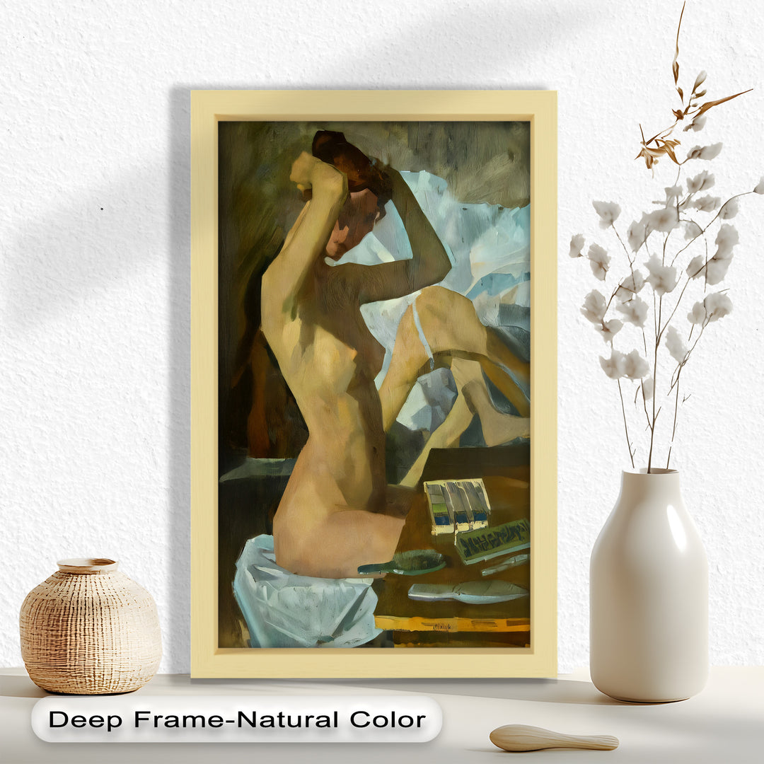 Muted Reverie – Figurative Nude Oil Painting in Earth Tones