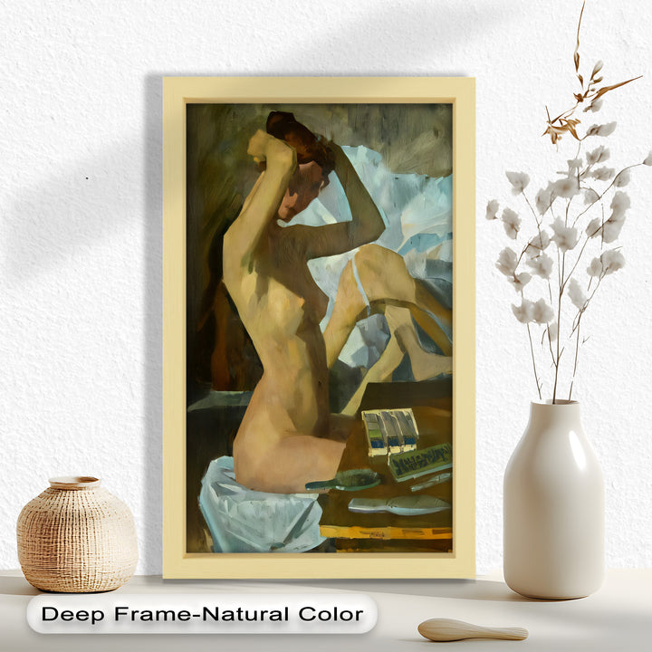 Muted Reverie – Figurative Nude Oil Painting in Earth Tones