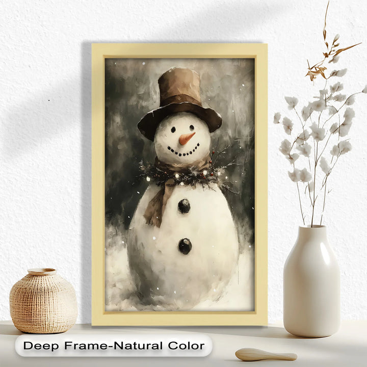 Frosty Cheer – Snowman in Winter Wonderland Oil Painting - MyPhotoStation