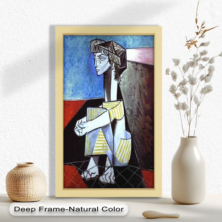Seated Boy with Striped Garment – Picasso Oil Painting