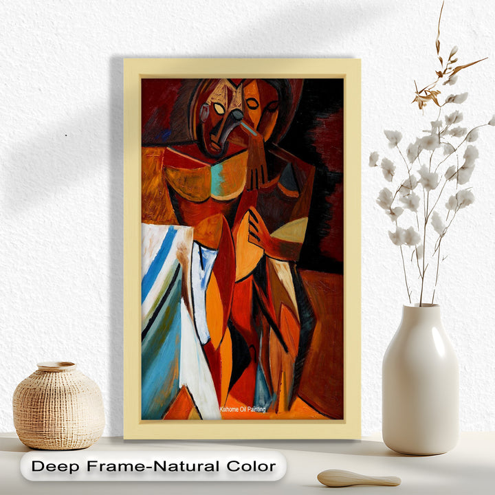 Abstract Embrace Wall Art – Cubist Oil Painting