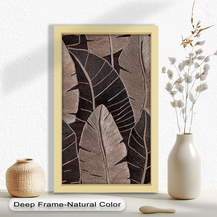 Tactile Tropics – Brown Leaf Composition Flower Oil Painting