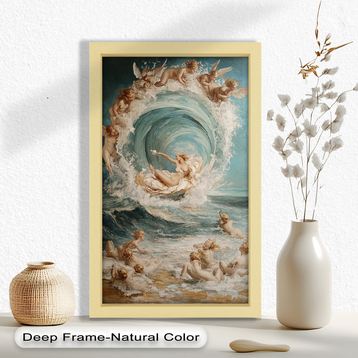 Birth of the Wave – Mythological Goddess and Cherubs Oil Painting