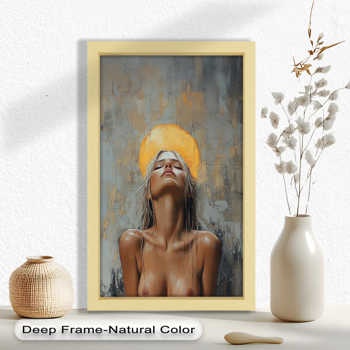 Haloed Grace – Ethereal Nude Portrait Oil Painting