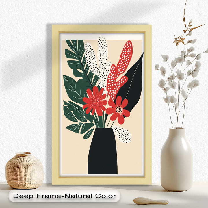 Purpurrote Blüte in monochromer Vase – Modernes florales Ölgemälde