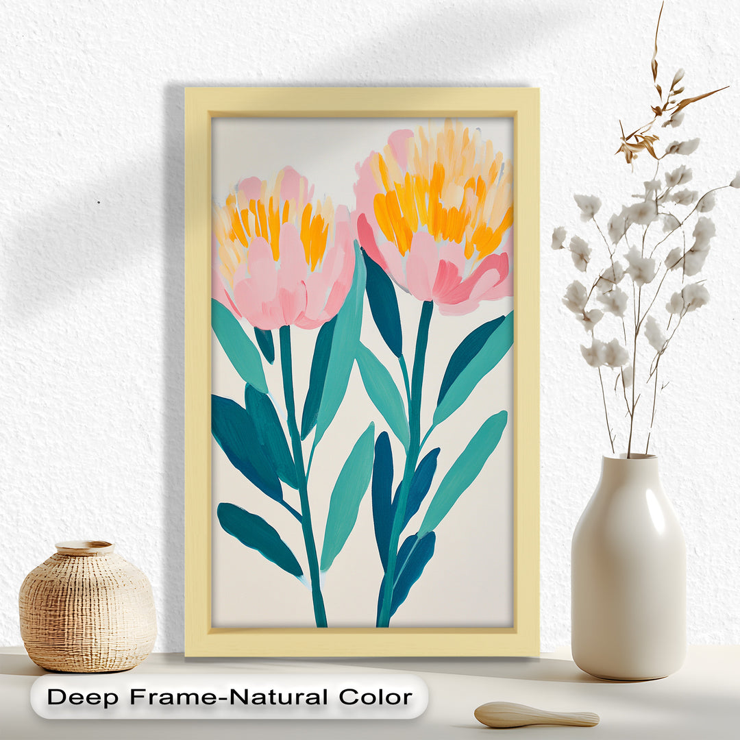Sunburst Peonies – Modernes Boho-Blumenölgemälde
