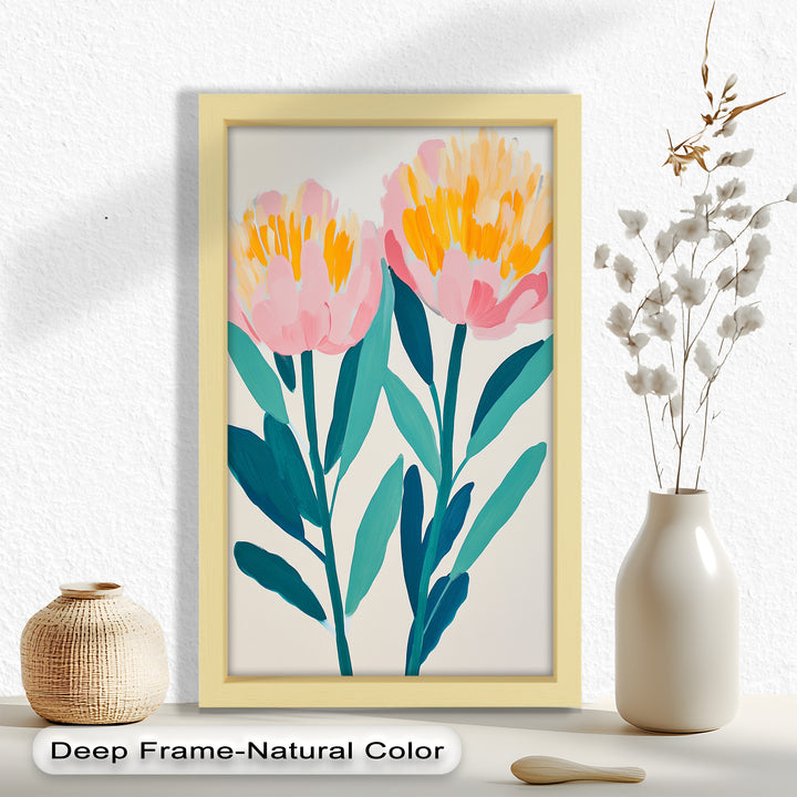 Sunburst Peonies – Modernes Boho-Blumenölgemälde
