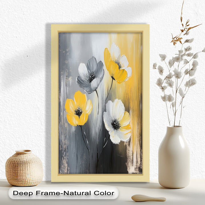 Golden Harmony – Yellow and White Floral Oil Painting