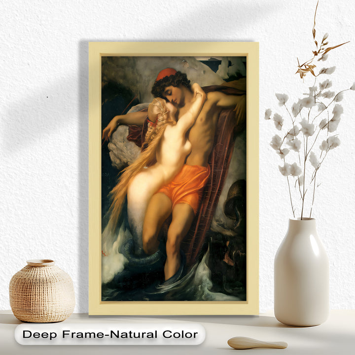 The Embrace of the Sea – Romantic Mythological Nude Oil Painting