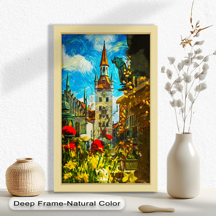 Sunlit Cathedral Square – Vibrant European Cityscape Picasso Oil Painting