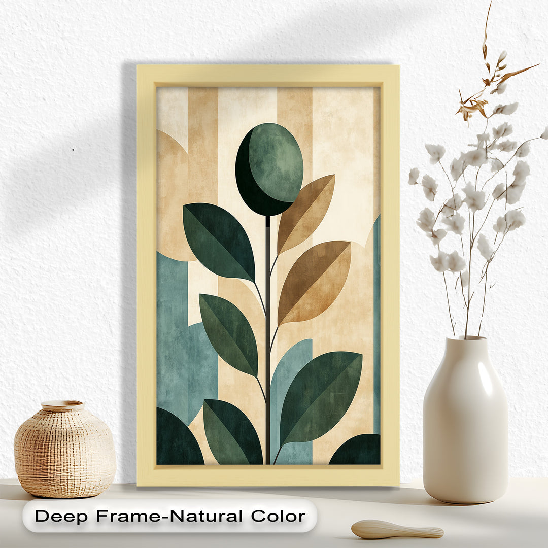 Geometric Botanical – Mid-Century Modern Leaf Oil Painting