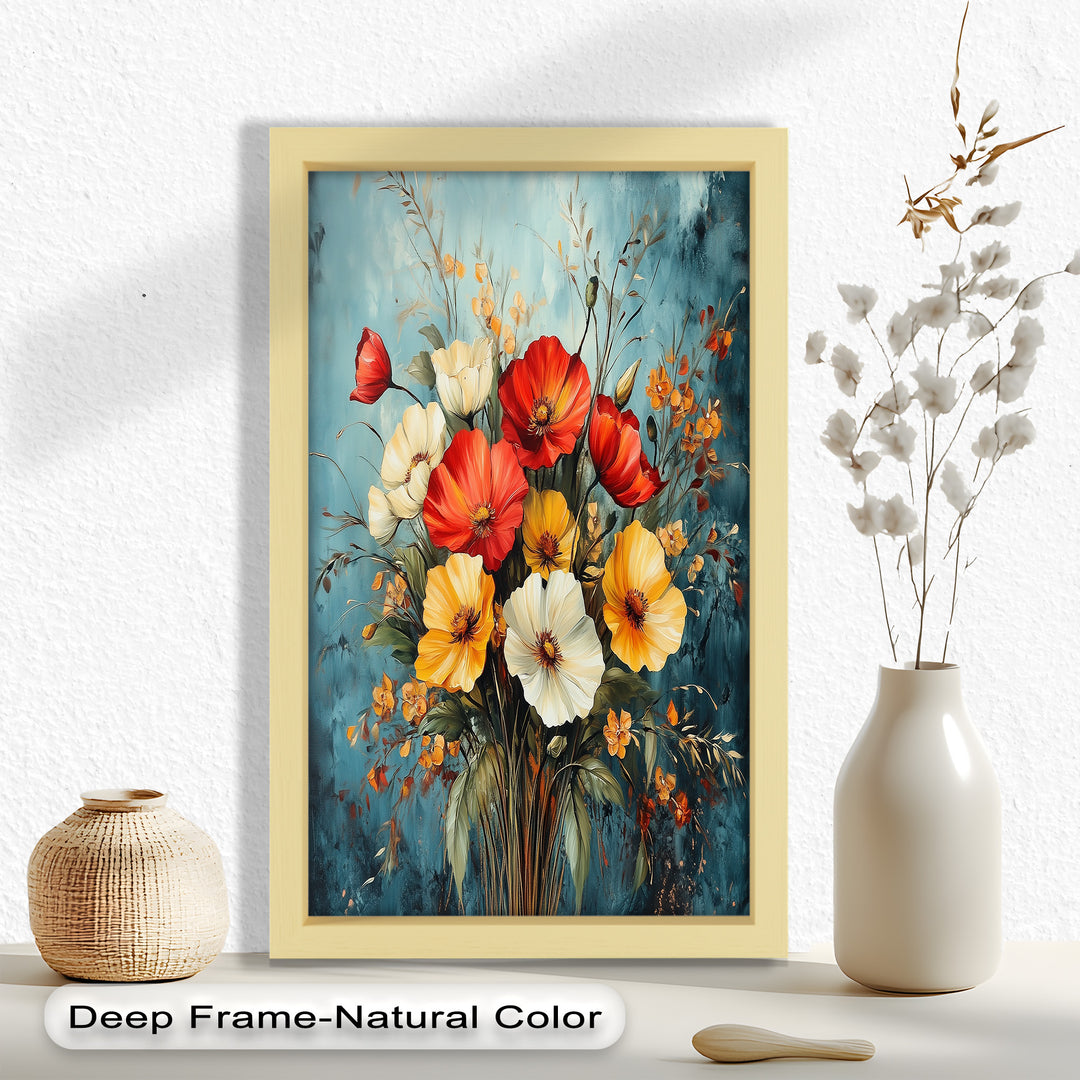 Vibrant Harmony – Multicolored Bloom Bouquet Flower Oil Painting