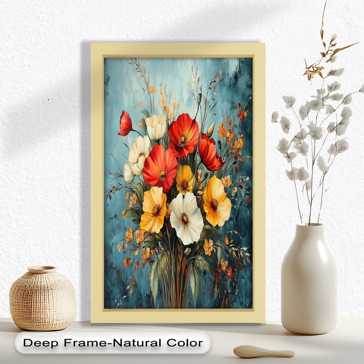Vibrant Harmony – Multicolored Bloom Bouquet Flower Oil Painting