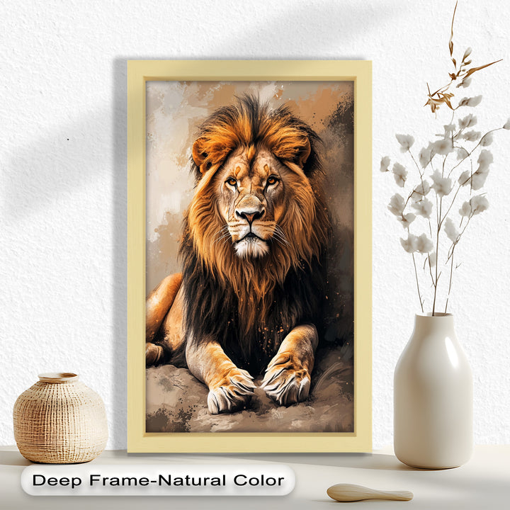 Lion Portrait in Warm Tones - Animal Oil Painting