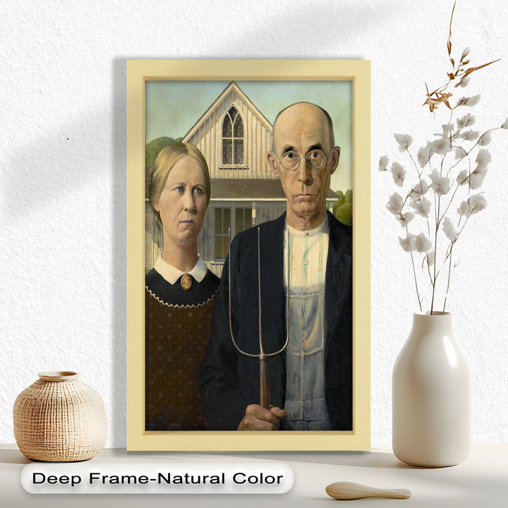 American Gothic – Ikonisches Porträt des Mittleren Westens, historisches Ölgemälde
