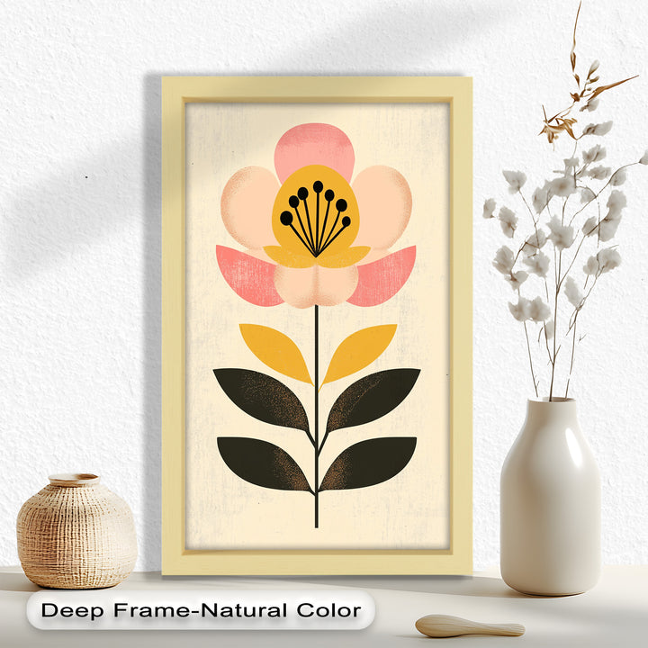 Mid-Century Bloom – Retro Floral Minimalist Wall Art Oil Painting
