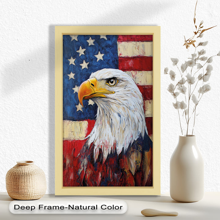 Amerikanischer Weißkopfseeadler Portrait - Patriotisches Ölgemälde