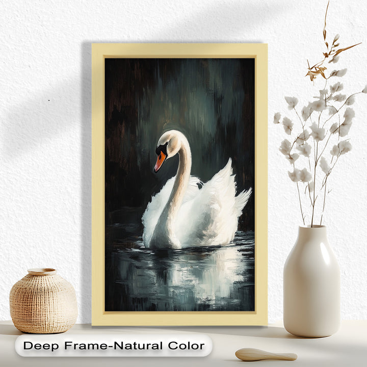 Solitary Grace – White Swan Oil Painting