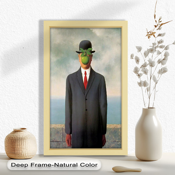 The Hidden Face – Surrealist Gentleman with Green Apple Oil Painting