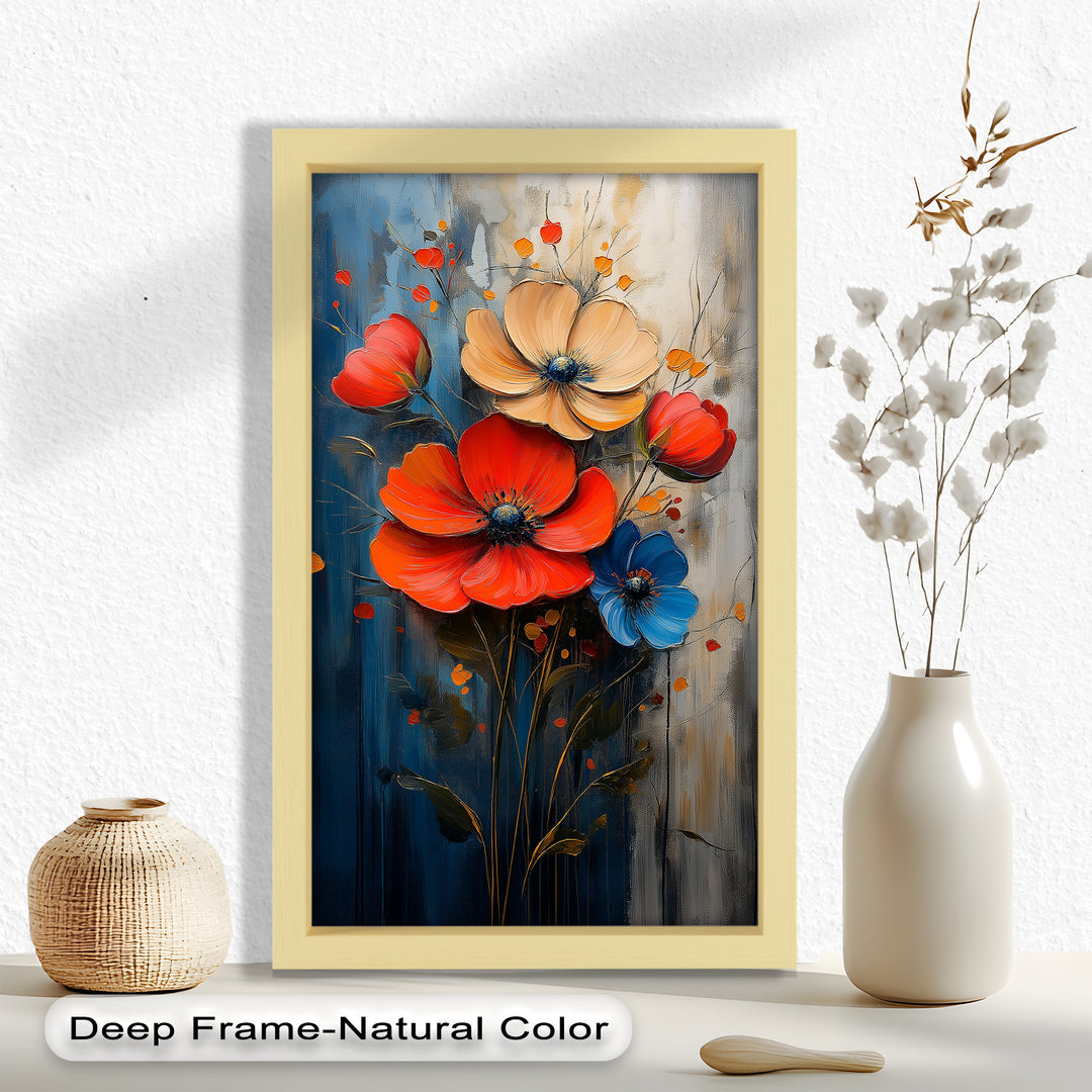 Colorburst Petals – Bold Poppy Bouquet Flower Oil Painting
