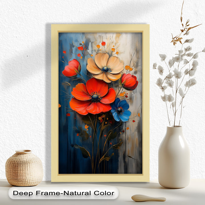 Colorburst Petals – Bold Poppy Bouquet Flower Oil Painting