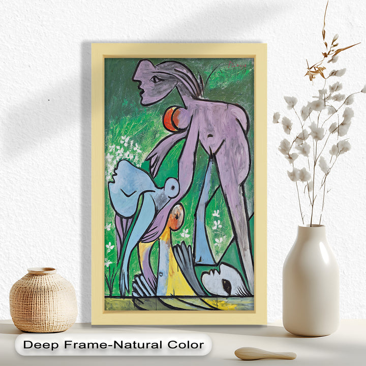 Reclining in Nature – Picasso-Inspired Abstract Nude Oil Painting