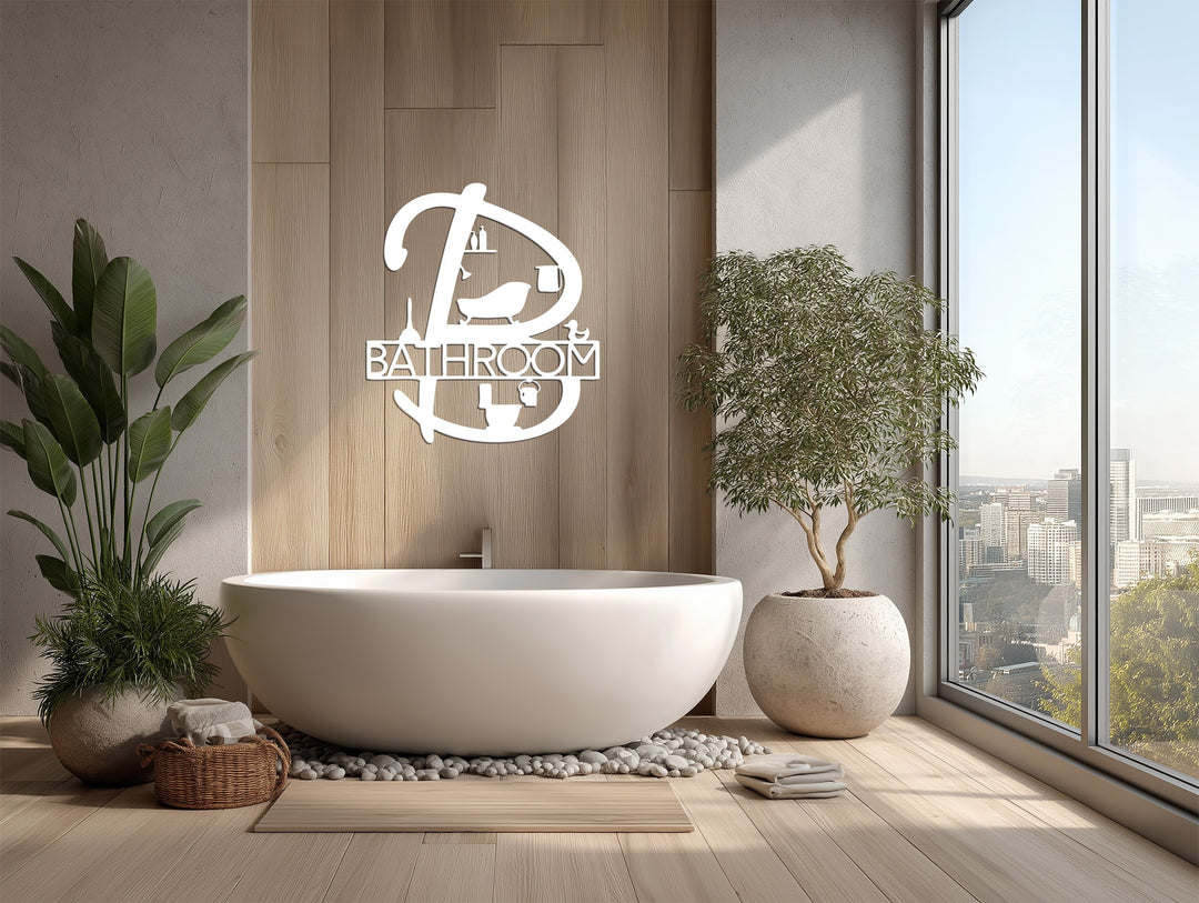 Elegant Letter B – Bathroom Metal Wall Art Sign