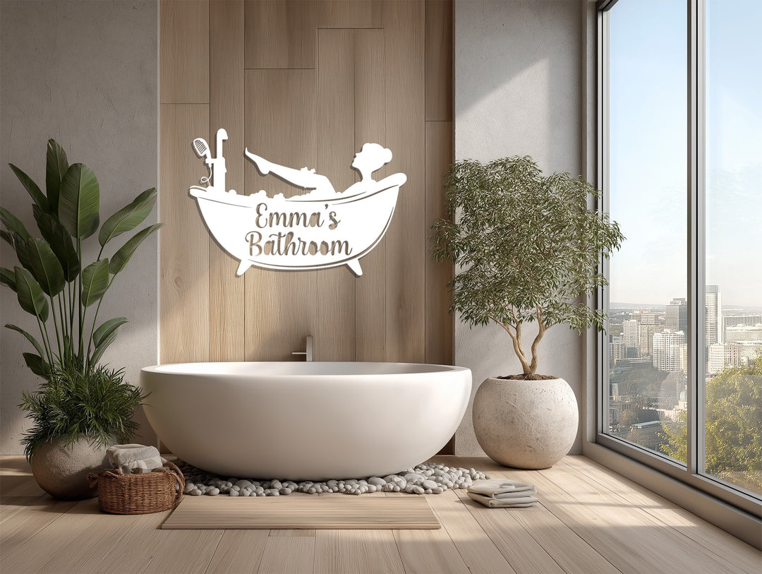 Emma’s Bathroom – Relaxing Bathtub Silhouette Metal Wall Art