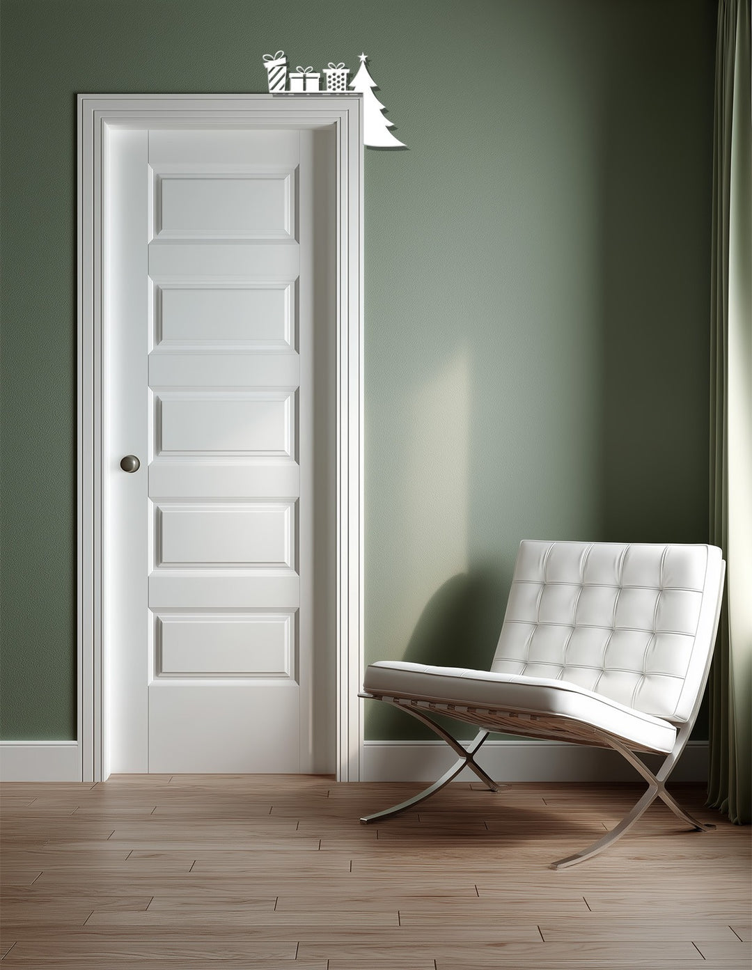 Regalos festivos y árbol de Navidad: Decoración de chimenea de metal